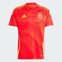 Koszulka Spain 24 Home. Czerwone koszulki sportowe męskie Adidas, l, z aplikacjami, z materiału, bez kołnierzyka, bez ramiączek, do piłki nożnej. Za 449.00 zł.