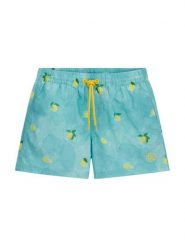 Guess Szorty kąpielowe L6GZ06 WN122 Niebieski Regular Fit. Niebieskie kąpielówki dla chłopców Guess, z aplikacjami, z bawełny. Za 214.99 zł.