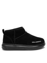 KARL LAGERFELD Botki KL44522 Czarny. Czarne botki damskie KARL LAGERFELD, ze skóry, bez obcasa, na płaskiej podeszwie, bez zapięcia. Za 639.99 zł.