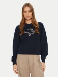 Tommy Hilfiger Bluza Modern Script WW0WW43844 Granatowy Regular Fit. Niebieskie bluzy damskie Tommy Hilfiger, xxl, bez wzorów, z bawełny, bez kaptura. Za 319.99 zł.