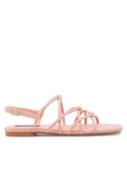 Nine West Sandały 123AL1737 Różowy. Czerwone sandały damskie Nine West, bez wzorów, ze skóry, bez obcasa, na płaskiej podeszwie, bez zapięcia. Za 119.99 zł.