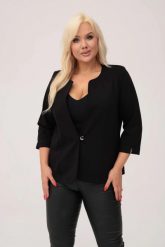 Czarny żakiet Grace - klasyka z nutą nowoczesności PLUS SIZE XXL. Czarne żakiety damskie Moda Size Plus Iwanek, plus size, bez wzorów, z nylonu, biznesowe. W wyprzedaży za 129.90 zł.