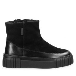 Botki Gant. Czarne botki damskie GANT, bez obcasa, na płaskiej podeszwie, bez zapięcia. Za 619.99 zł.
