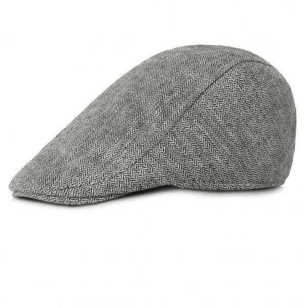 Jesienno-Zimowy Kaszkiet z Dodatkiem Wełny - Pako Jeans - Popiel w Jodełkę. Szare czapki i kapelusze męskie Pako Jeans, na jesień, bez wzorów, z jeansu. Za 49.00 zł.