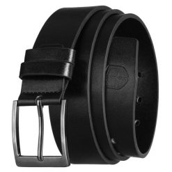 Pasek męski ze skóry ekologicznej w czarnym kolorze z tradycyjną, srebrną klamrą - Peterson. Czarne paski damskie Peterson, bez wzorów, ze skóry ekologicznej. Za 45.00 zł.