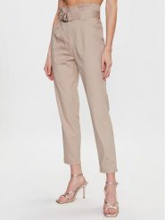 Morgan Spodnie materiałowe 231-PMEKO Beżowy Regular Fit. Brązowe spodnie materiałowe damskie Morgan, bez wzorów, z bawełny. Za 339.99 zł.