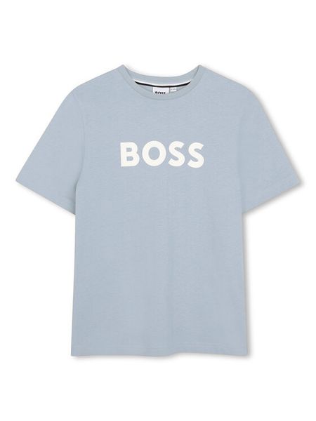 BOSS T-Shirt J52711 Błękitny Regular Fit. Niebieskie t-shirty dla chłopców Boss, bez wzorów, z bawełny, bez ramiączek. Za 130.99 zł.