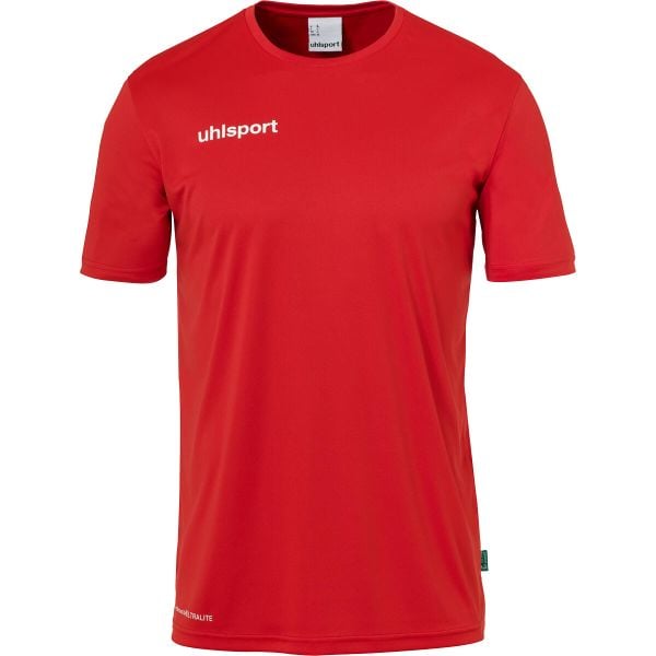 Koszulka Uhlsport Essential. Czerwone koszulki sportowe męskie Uhlsport, l, bez wzorów, z materiału, bez kołnierzyka, bez ramiączek, do piłki nożnej. Za 105.42 zł.