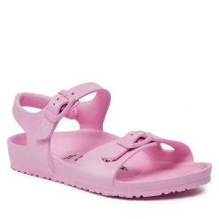 Sandały Birkenstock. Czerwone sandały dziewczęce Birkenstock, bez zapięcia. Za 109.99 zł.