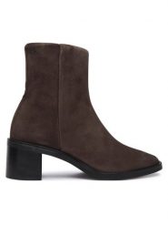 Calvin Klein Botki HW0HW02592 Brązowy. Brązowe botki damskie Calvin Klein, ze skóry, bez obcasa, na słupku, bez zapięcia. Za 679.99 zł.