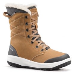 Buty turystyczne damskie śniegowce Quechua SH900 skóra wodoodporne. Czarne obuwie sportowe damskie QUECHUA, na zimę, przed kolano, trekkingowe. W wyprzedaży za 299.99 zł.