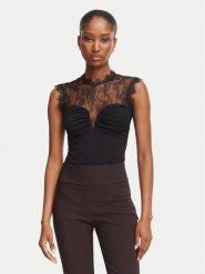 Rinascimento Body CFC0130488003 Czarny Slim Fit. Czarne koszule damskie Rinascimento, xl, bez wzorów, z syntetyku, bez kołnierzyka, bez ramiączek. Za 469.99 zł.
