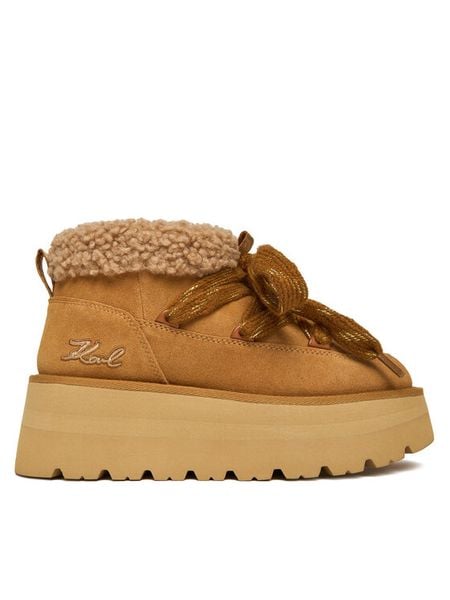 KARL LAGERFELD Śniegowce KL48632 Brązowy. Brązowe śniegowce i trapery damskie KARL LAGERFELD, ze skóry. Za 699.99 zł.