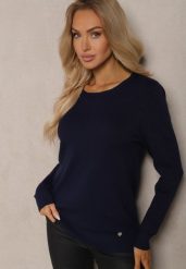 Granatowy Sweter o Klasycznym Kroju Irilians. Niebieskie swetry damskie Renee, s, bez wzorów, casualowe, bez kołnierzyka, bez ramiączek, bez kaptura. Za 39.99 zł.