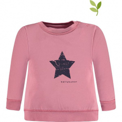 Bluza w kolorze jasnoróżowym. Czerwone bluzy dla dziewczynek bellybutton, z nadrukiem, z bawełny. W wyprzedaży za 37.95 zł.