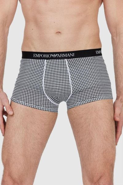 EMPORIO ARMANI Czarne bokserki w pepitkę 3 pack, Rozmiar M. Czarne bokserki męskie Emporio Armani, l, bez wzorów, z bawełny. W wyprzedaży za 119.99 zł.