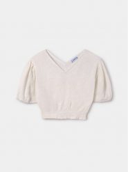 Mayoral Bluzka 6102 Biały Regular Fit. Białe bluzki dla dziewczynek Mayoral, bez wzorów, z bawełny, bez kołnierzyka, bez ramiączek. Za 69.99 zł.