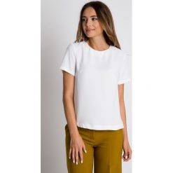 Pudełkowa bluzka ecru BIALCON. Żółte bluzki damskie BIALCON, w jednolite wzory, eleganckie. Za 129.00 zł.