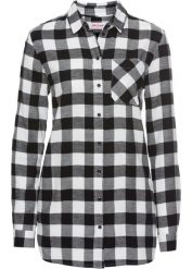 Długa bluzka flanelowa. Białe bluzki damskie bonprix, bez wzorów, bez kołnierzyka, bez ramiączek. Za 84.99 zł.