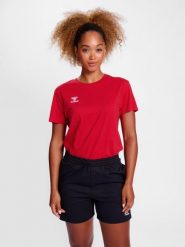 Koszulka damska Hummel Go 2.0. Czerwone koszulki sportowe damskie Hummel, s, bez wzorów, z bawełny, bez kołnierzyka, bez ramiączek, do piłki nożnej. Za 111.91 zł.