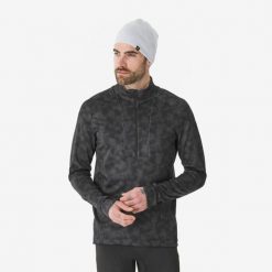 Koszulka termoaktywna narciarska męska Quechua BL 500 1/2 Zip. Czarne koszulki sportowe męskie WED'ZE, na zimę, l, bez wzorów, z elastanu, bez kołnierzyka, bez ramiączek, narciarskie. Za 89.99 zł.