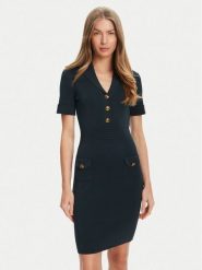Guess Sukienka dzianinowa W5YK29 Z0130 Zielony Slim Fit. Zielone sukienki damskie Guess, xl, z aplikacjami, z dzianiny, bez kołnierzyka, bez ramiączek. Za 399.99 zł.