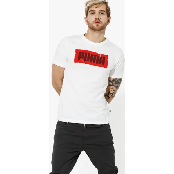 Puma Koszulka Ss Wording Tee Graphic , biały, rozmiar M. Białe koszulki sportowe męskie Puma, m, bez wzorów, z bawełny, bez kołnierzyka, bez ramiączek, climacool (adidas). Za 99.99 zł.