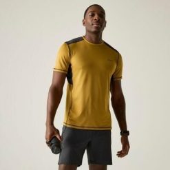 Męska koszulka z krótkim rękawem Virda Active Mesh T-shirt. Czarne koszulki sportowe męskie Regatta, m, bez wzorów, z elastanu, bez kołnierzyka, bez ramiączek, do biegania. Za 116.50 zł.