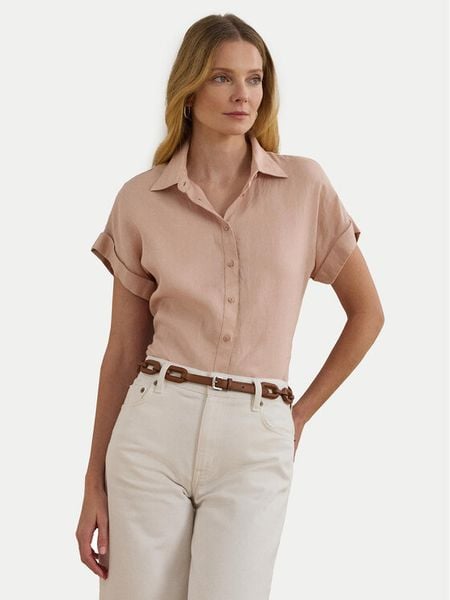LAUREN RALPH LAUREN Koszula 200699152053 Różowy Relaxed Fit. Czerwone bluzki damskie Lauren Ralph Lauren, xl, bez wzorów, ze lnu, bez kołnierzyka, bez ramiączek. Za 379.99 zł.