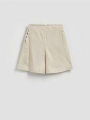 Lniane szorty - beżowy. Brązowe szorty damskie Reserved, l, bez wzorów. Za 139.99 zł.