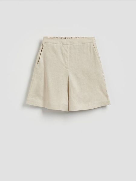 Lniane szorty - beżowy. Brązowe szorty damskie Reserved, l, bez wzorów. Za 139.99 zł.