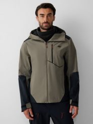 4F Kurtka trekkingowa membrana 10000 męska - khaki S. Brązowe kurtki męskie 4f, na zimę, l, bez wzorów, klasyczne, bez kaptura. Za 399.99 zł.