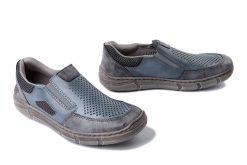 RIEKER 04051-12 blue combination, półbuty męskie. Niebieskie półbuty na co dzień męskie Rieker, na lato, bez zapięcia. Za 251.93 zł.