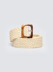 Pasek damski pleciony kremowy Piel 102. Białe paski damskie Big Star, bez wzorów, z tkaniny, eleganckie. Za 99.99 zł.