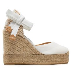 Espadryle Castañer. Białe sandały damskie Castañer, bez wzorów, bez obcasa, bez zapięcia. Za 409.99 zł.