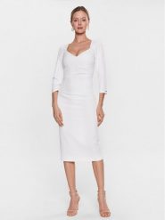 Nissa Sukienka codzienna RZ13994 Biały Slim Fit. Białe sukienki damskie Nissa, na co dzień, bez wzorów, z syntetyku, bez kołnierzyka, bez ramiączek, proste. Za 999.99 zł.