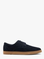 Granatowe półbuty męskie w stylu casual. Niebieskie półbuty na co dzień męskie Ryłko, ze skóry, casualowe, bez zapięcia. W wyprzedaży za 229.99 zł.