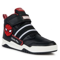Sneakersy Geox. Czarne półbuty chłopięce Geox, bez wzorów, bez zapięcia. Za 199.99 zł.