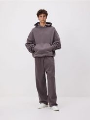 Bluza boxy z kapturem - ciemnoszary. Szare bluzy męskie Reserved, l, bez wzorów, z bawełny, z kapturem. Za 179.99 zł.