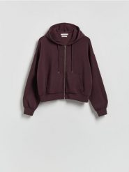 Oversizowa bluza - ciemnofioletowy. Fioletowe bluzy damskie Reserved, l, bez wzorów, z dzianiny, bez kaptura. Za 139.99 zł.