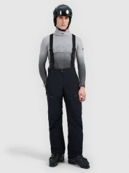 4F Spodnie narciarskie z szelkami membrana 15000 męskie - czarne L. Czarne spodnie snowboardowe męskie 4f, l, bez wzorów, z materiału, narciarskie, thinsulate. Za 799.99 zł.