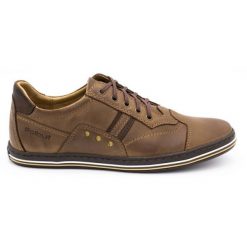 Polbut Buty męskie casual 1801 brązowe. Brązowe półbuty na co dzień męskie na jesień, z jeansu, casualowe, bez zapięcia. Za 319.69 zł.