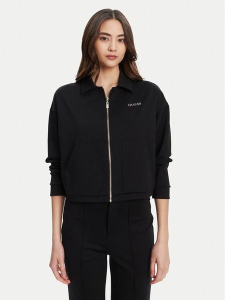 Guess Bluza V5YL08 KCX42 Czarny Regular Fit. Czarne bluzy damskie Guess, l, z aplikacjami, z syntetyku, bez kaptura. Za 242.99 zł.