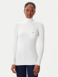 Elisabetta Franchi Golf MK-11B-56E2-V290 Biały Slim Fit. Białe swetry damskie Elisabetta Franchi, bez wzorów, z syntetyku, bez kołnierzyka, bez ramiączek, bez kaptura. Za 1,199.00 zł.