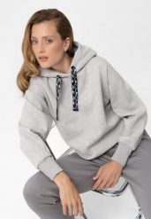 Bluza z kapturem B-ROSI. Szare bluzy damskie Volcano, s, bez wzorów, z bawełny, z kapturem. Za 169.99 zł.