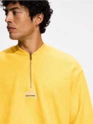 Strukturalna bluza - żółty. Żółte bluzy męskie Reserved, l, bez wzorów, z bawełny, bez kaptura. Za 149.99 zł.