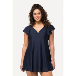 Damska Sukienka Kąpielowa rękawy motylki miękkie miseczki fiszbiny. Niebieskie kostiumy jednoczęściowe damskie Ulla Popken, plus size, bez wzorów, z elastanu, sportowe, plus size. Za 349.99 zł.