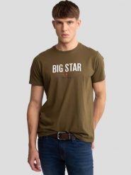Koszulka męska o klasycznym kroju khaki Bruno 304. Zielone t-shirty męskie Big Star, l, bez wzorów, z bawełny, klasyczne, bez kołnierzyka. W wyprzedaży za 59.99 zł.