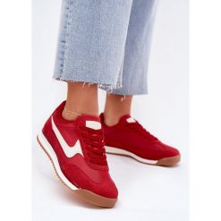 EVento Buty Sportowe Sneakersy Damskie Czerwone czarne. Czarne obuwie sportowe damskie bez wzorów, ze skóry, trekkingowe. Za 151.72 zł.
