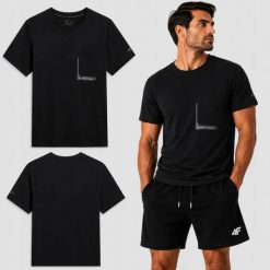 KOSZULKA MĘSKA 4F T-SHIRT BAWEŁNIANY SPORTOWY NA CO DZIEŃ M2663 SS26. Czarne koszulki sportowe męskie 4f, m, bez wzorów, z bawełny, bez kołnierzyka, bez ramiączek, na fitness i siłownię. Za 126.00 zł.